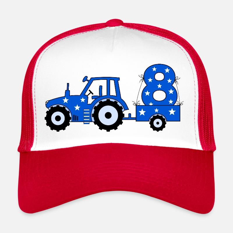 8. Geburtstag Traktor - Trucker Cap - Weiß/Rot