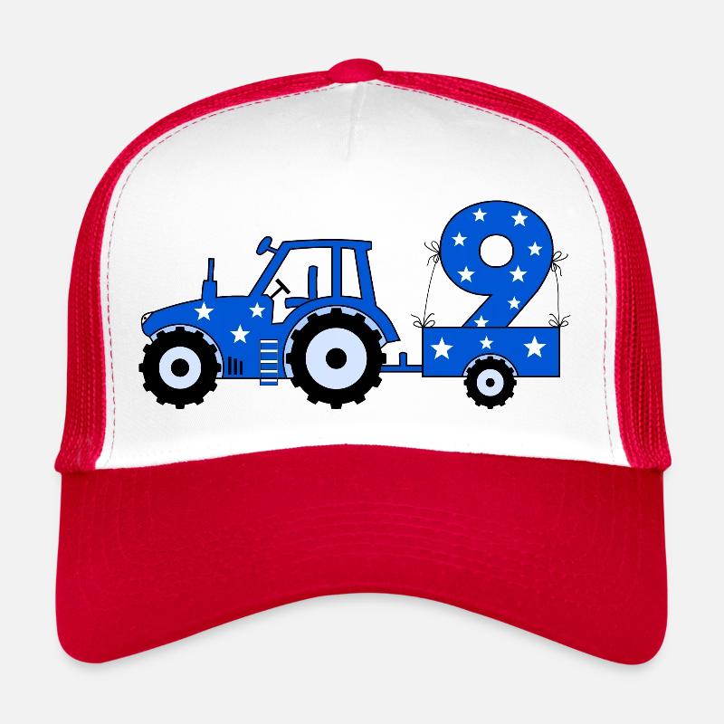 9. Geburtstag Traktor - Trucker Cap - Weiß/Rot