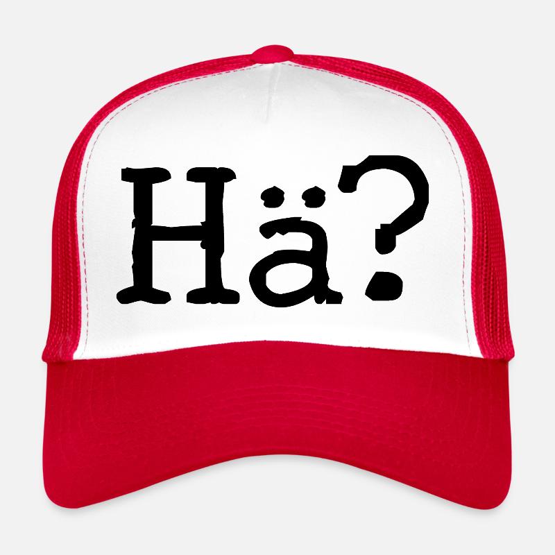 Hä? - Fragezeichen - Ausspruch - Frage - Trucker Cap - Weiß/Rot