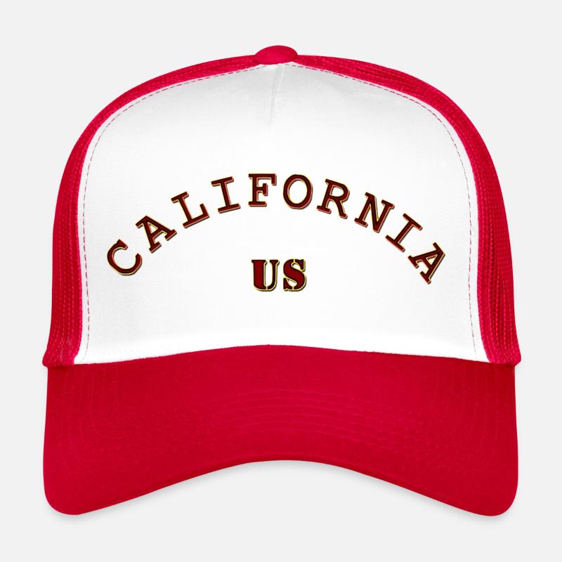 Kalifornien - Trucker Cap - Weiß/Rot