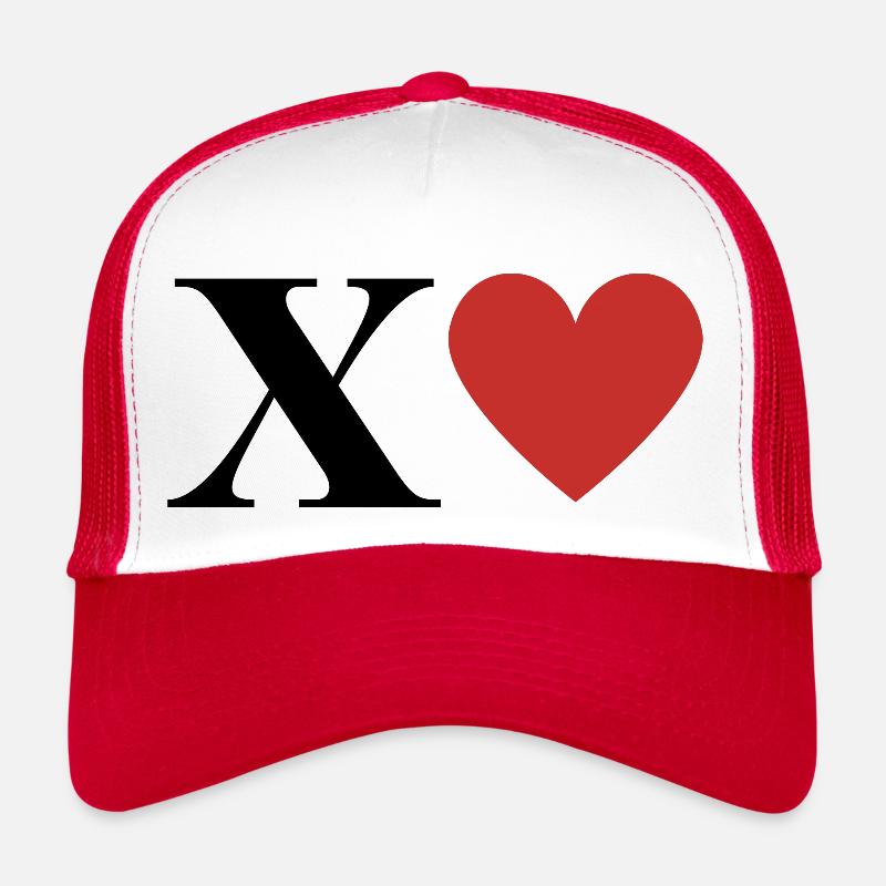 Buchstabe x Rotes Herz Trucker Cap