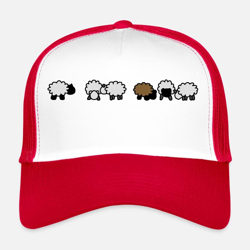 Schafe - Trucker Cap - Weiß/Rot