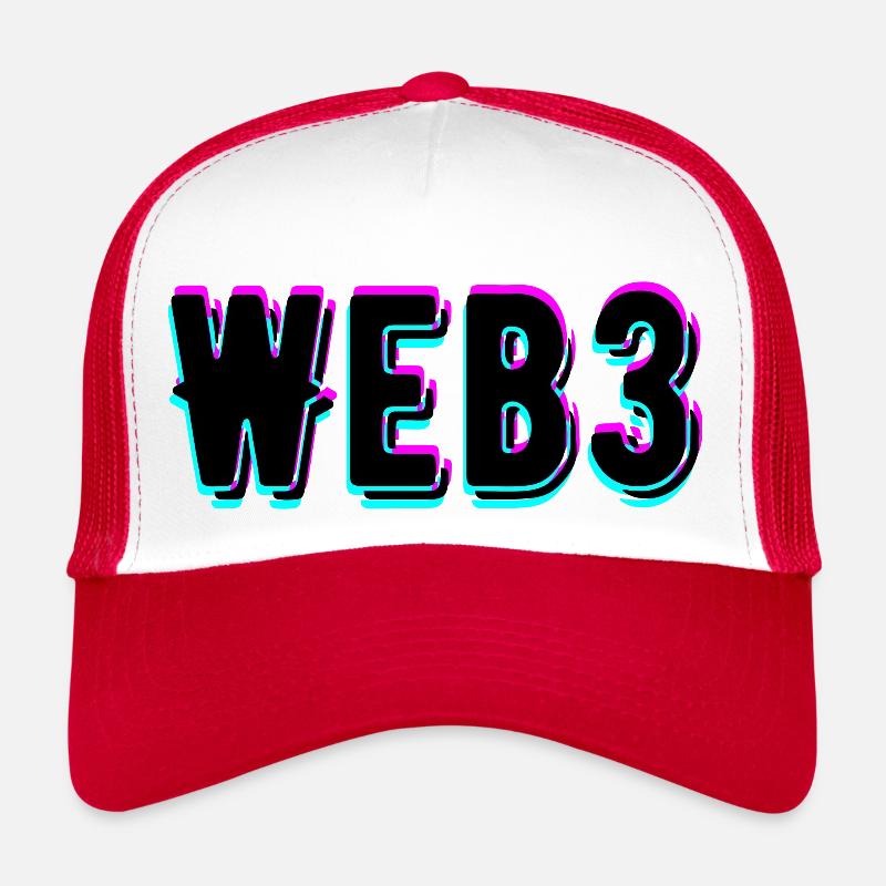 web3 - Casquette trucker  - blanc/rouge