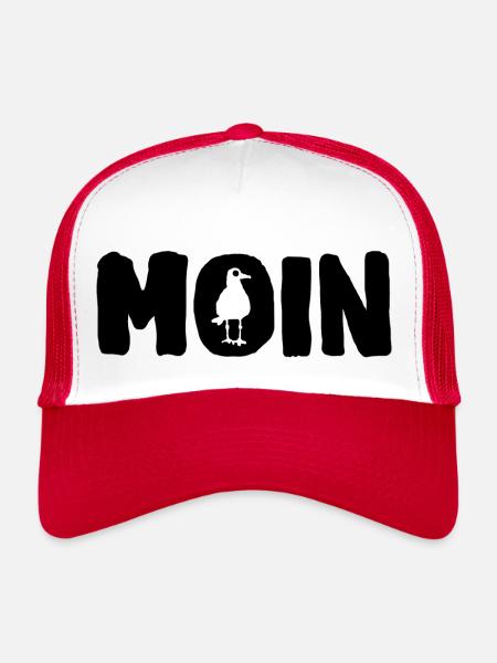 Moin mit Möwe - Trucker Cap - Weiß/Rot