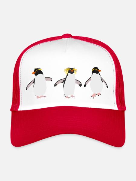 Penguins Rock jumping (trio) - Casquette trucker  - blanc/rouge - Devant