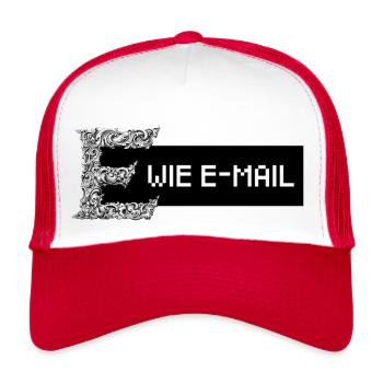 E wie E-Mail (schwarz) - Trucker Cap - Weiß/Rot - Vorne