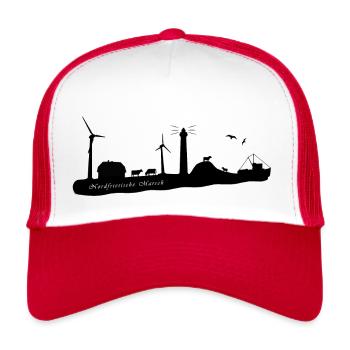 NF Logo schwarz schriftzug kuh - Trucker Cap - Weiß/Rot - Vorne