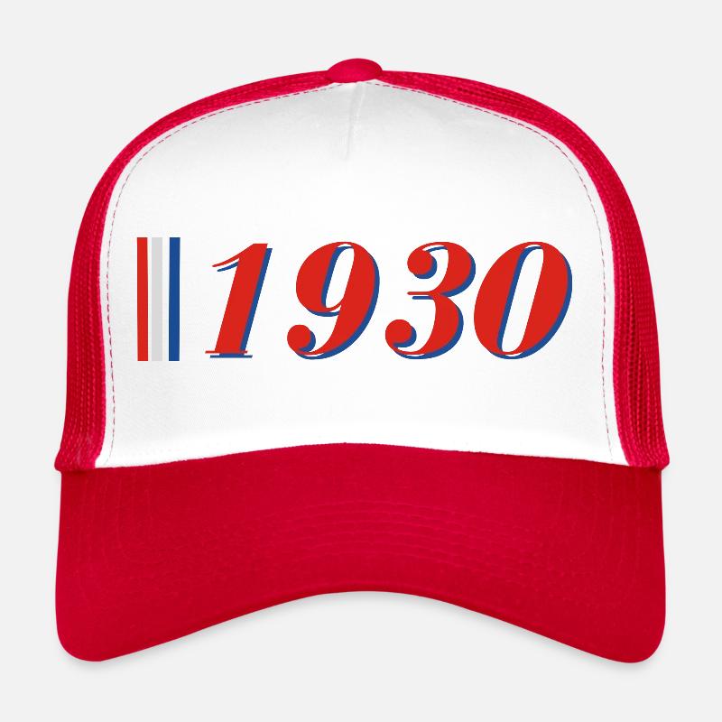 Année 1930 - Casquette trucker  - blanc/rouge