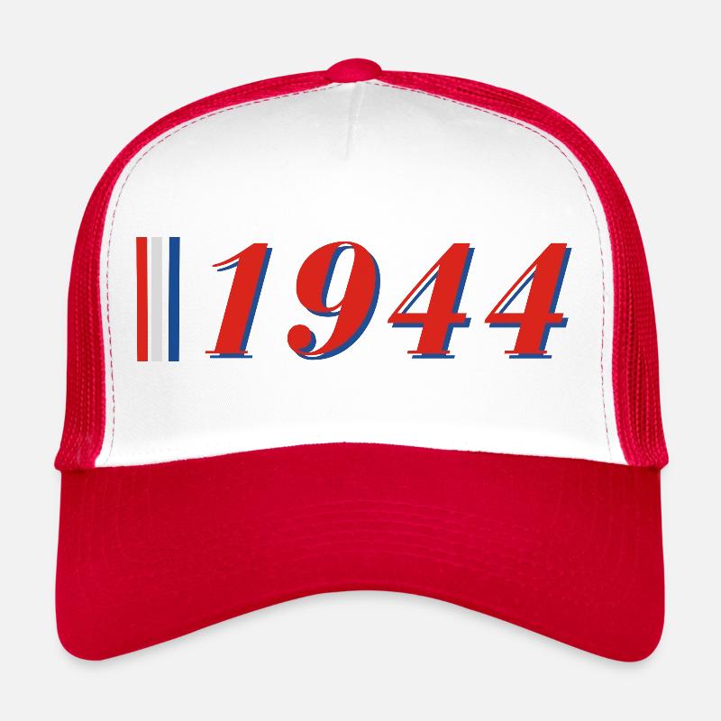 Année 1944 - Casquette trucker  - blanc/rouge