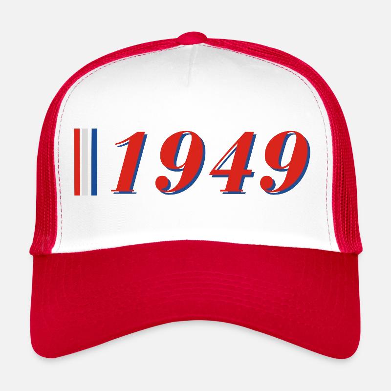 Année 1949 - Casquette trucker  - blanc/rouge