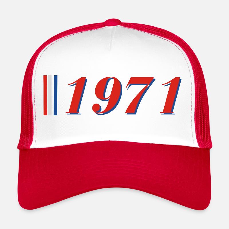 Jahr 1971 - Trucker Cap - Weiß/Rot