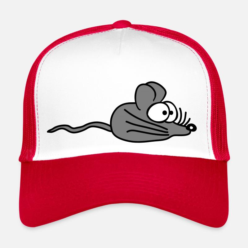 Maus Mäuschen Süße Kleine Ratte Nager Freundlich - Trucker Cap - Weiß/Rot