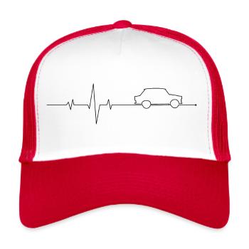  Herzschlag P 601 DDR Oldtimer Trabi black - Trucker Cap - Weiß/Rot - Vorne