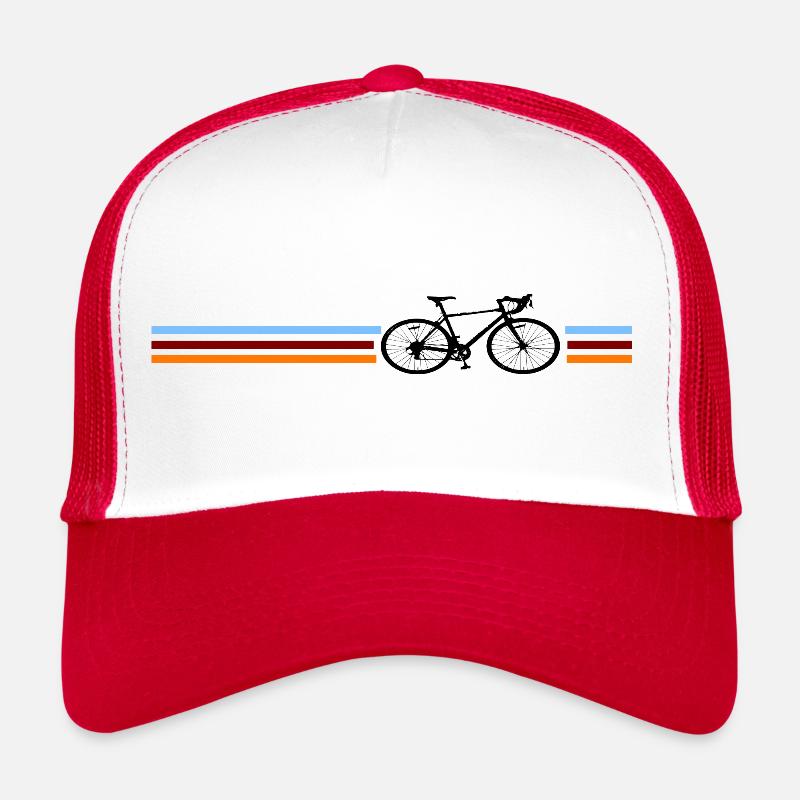 Rennrad Retro Design - Trucker Cap - Weiß/Rot