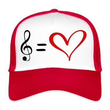 Music = love clef heart - Trucker Cap - white/red - Front