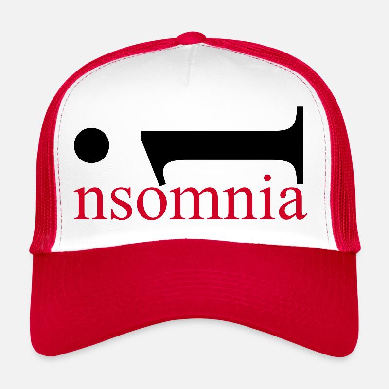 Insomnie. Dormir? Qu’est-ce que c est? L’ sur le matelas. Casquette trucker 