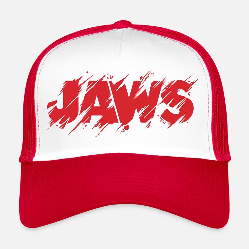 Jaws Distressed Red Logo Trucker Cap