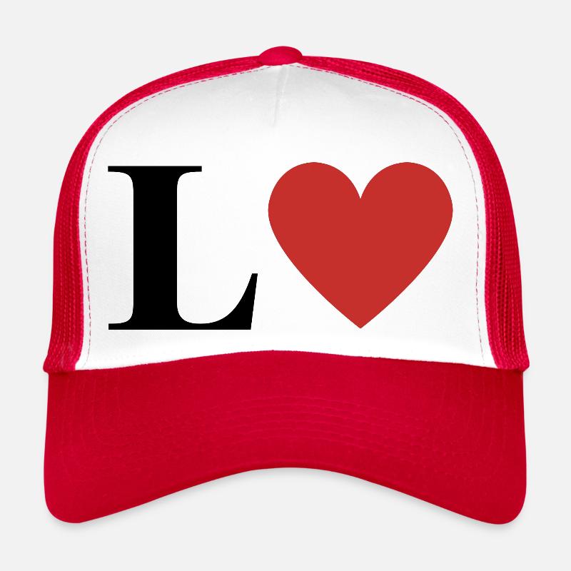 Buchstabe l rotes Herz - Trucker Cap - Weiß/Rot