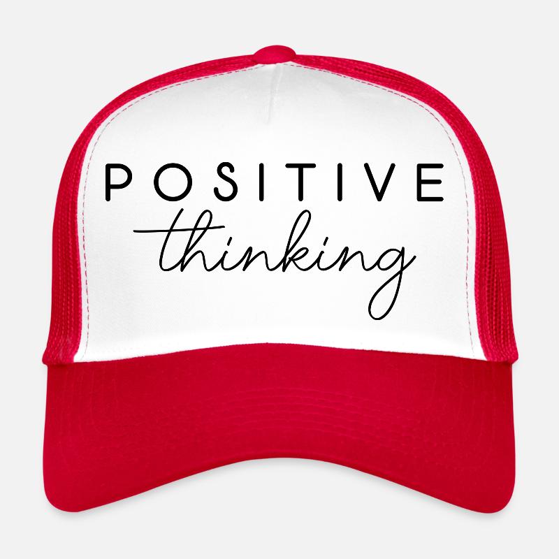 Positive thinking Denken Spruch Englisch Schrift - Trucker Cap - Weiß/Rot