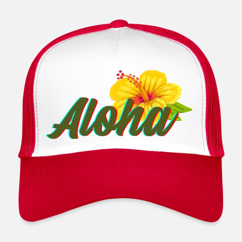 aloha - Casquette trucker  - blanc/rouge