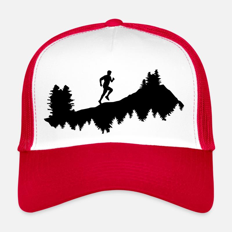 Trail, course à pied, coureurs ; Hommes - Casquette trucker - blanc/rouge