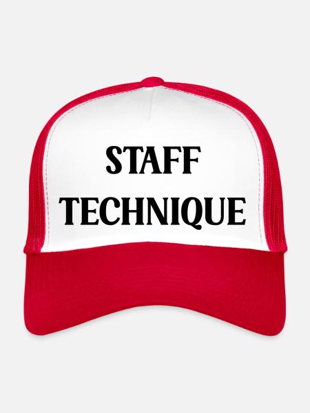 Staff technique - Casquette trucker  - blanc/rouge - Devant