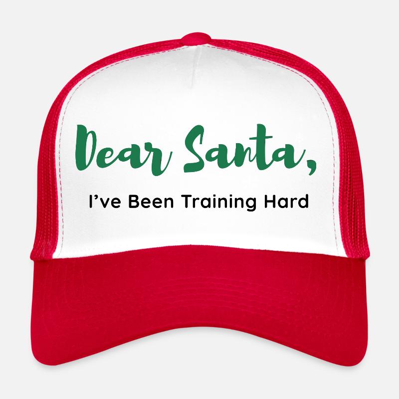 Lieber Weihnachtsmann, ich habe hart trainiert - Trucker Cap - Weiß/Rot