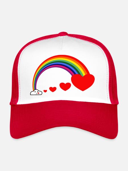 Rainbow Heart Kisses - Casquette trucker  - blanc/rouge - Devant