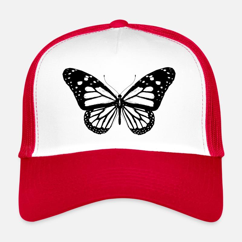 Schmetterling, Falter, Geschenkidee - Trucker Cap - Weiß/Rot