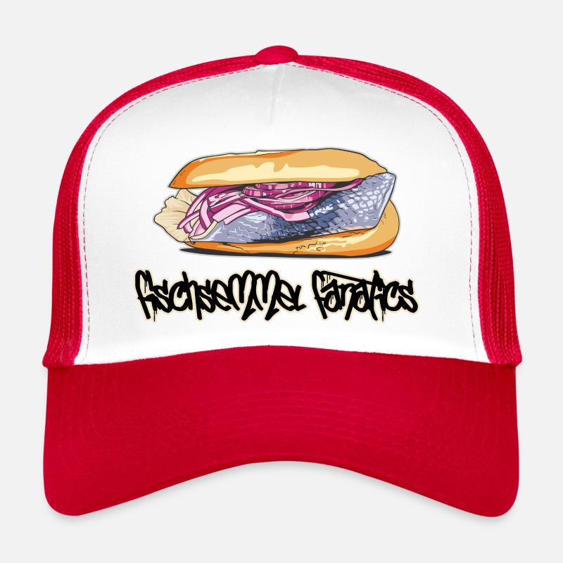 Fischsemmel // Illustration - Trucker Cap - Weiß/Rot