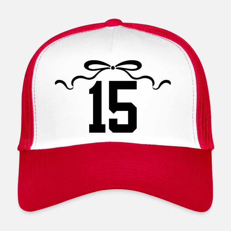 Number 15 Knot - 15th Anniversary - Trucker Cap - white/red