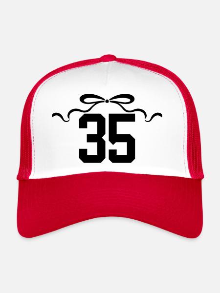 Number 35 Knot - 35th Anniversary - Trucker Cap - white/red - Front