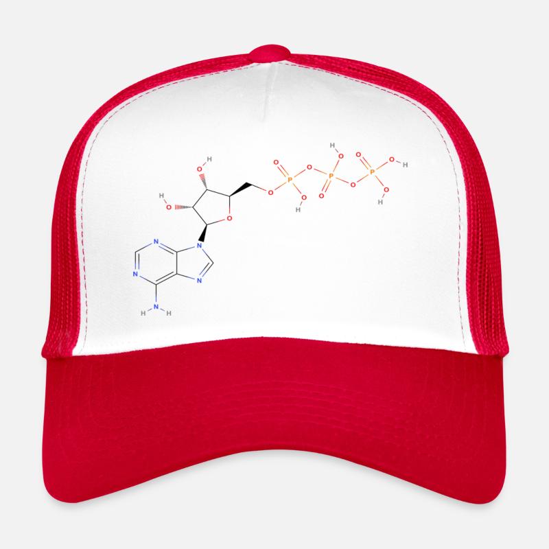 Adenosintriphosphat Molekül - Farbige Struktur - Trucker Cap - Weiß/Rot