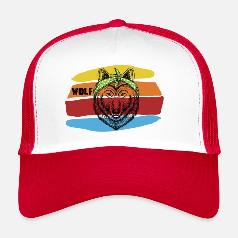 WOLF - Trucker Cap - Weiß/Rot