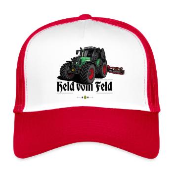 Traktor // Held vom Feld - Trucker Cap - Weiß/Rot - Vorne