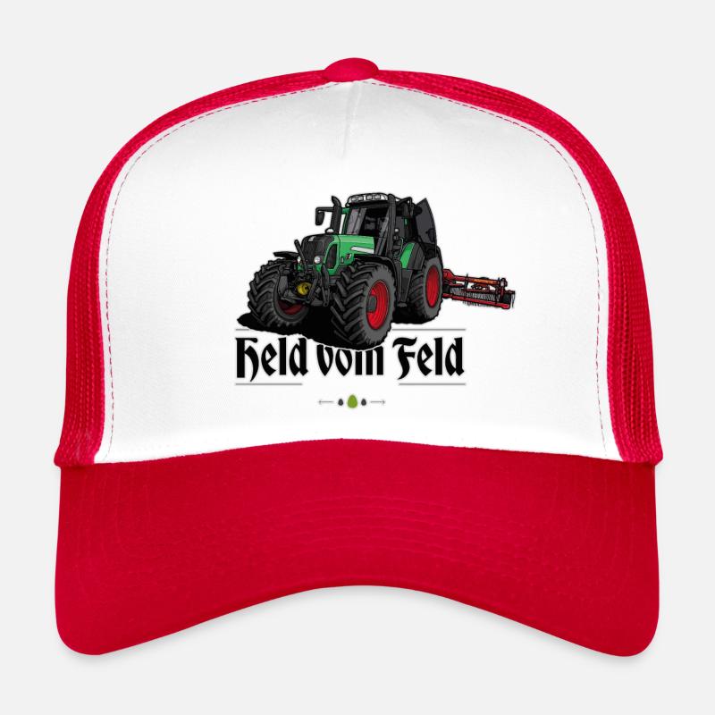 Traktor // Held vom Feld - Trucker Cap - Weiß/Rot