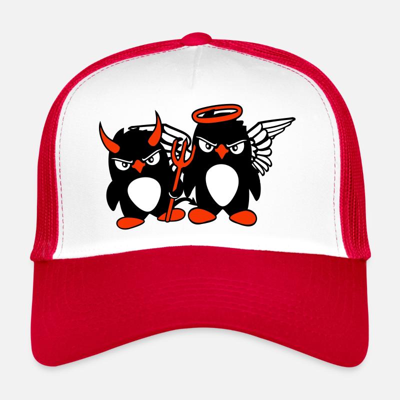 2 Pingouins Ange Diable Mal Bon Ciel Enfer Cool Casquette trucker 