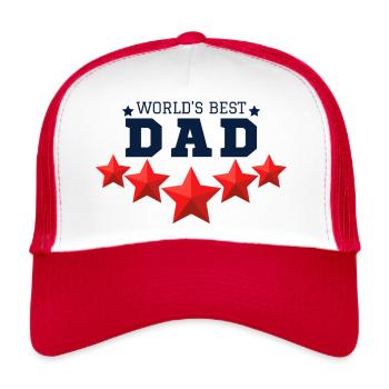 FATHER'S DAY WORLD'S BEST DAD navy Stellar design - Trucker Cap - white/red - Front