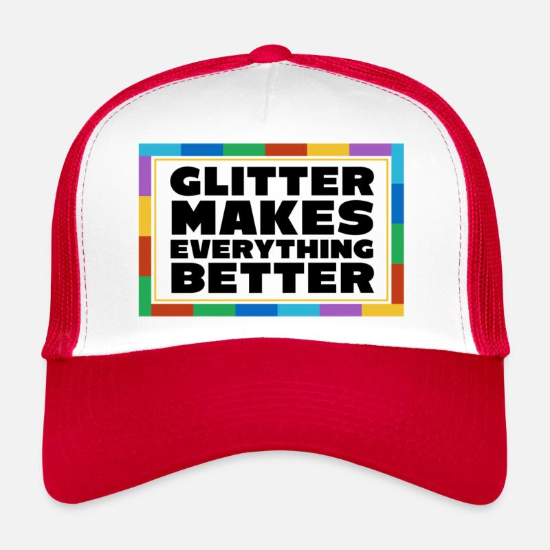 Glitzer - Trucker Cap - Weiß/Rot