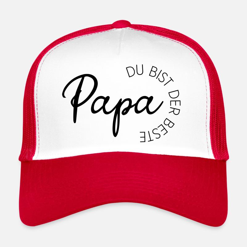 Papa-Perfektion - Papa du bist der Beste - Trucker Cap - Weiß/Rot