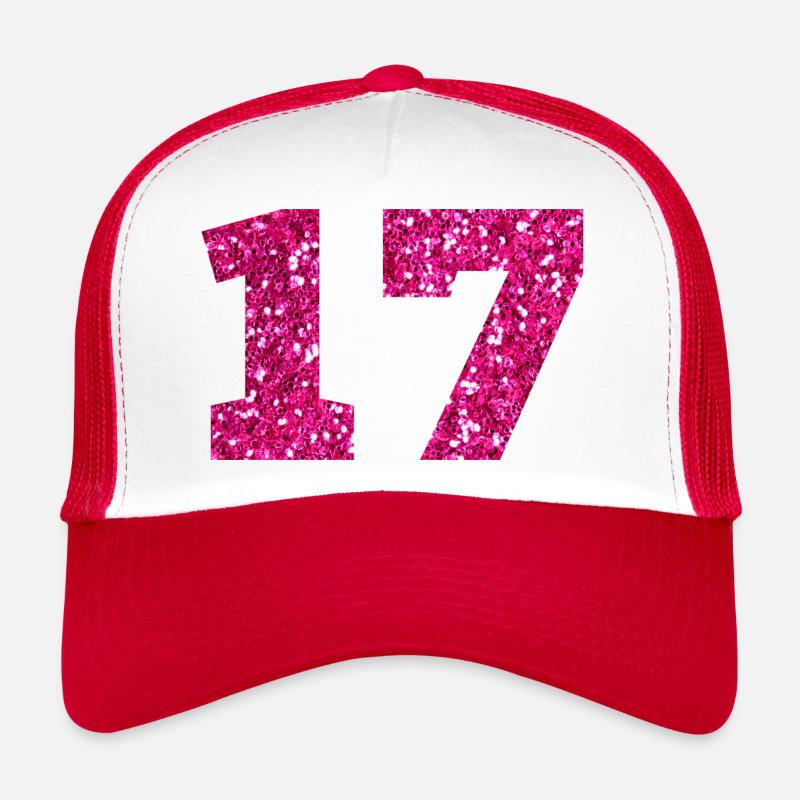 Number 17 Pink Glitter - 17th Birthday Trucker Cap