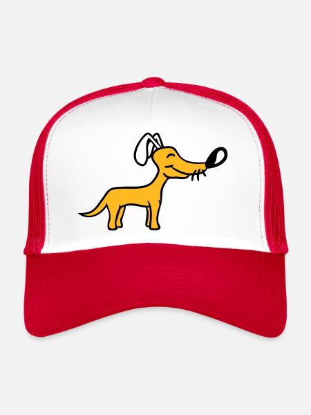 Dog Big Nose Cute Happy Pet Funny Cool - Trucker Cap - white/red - Front