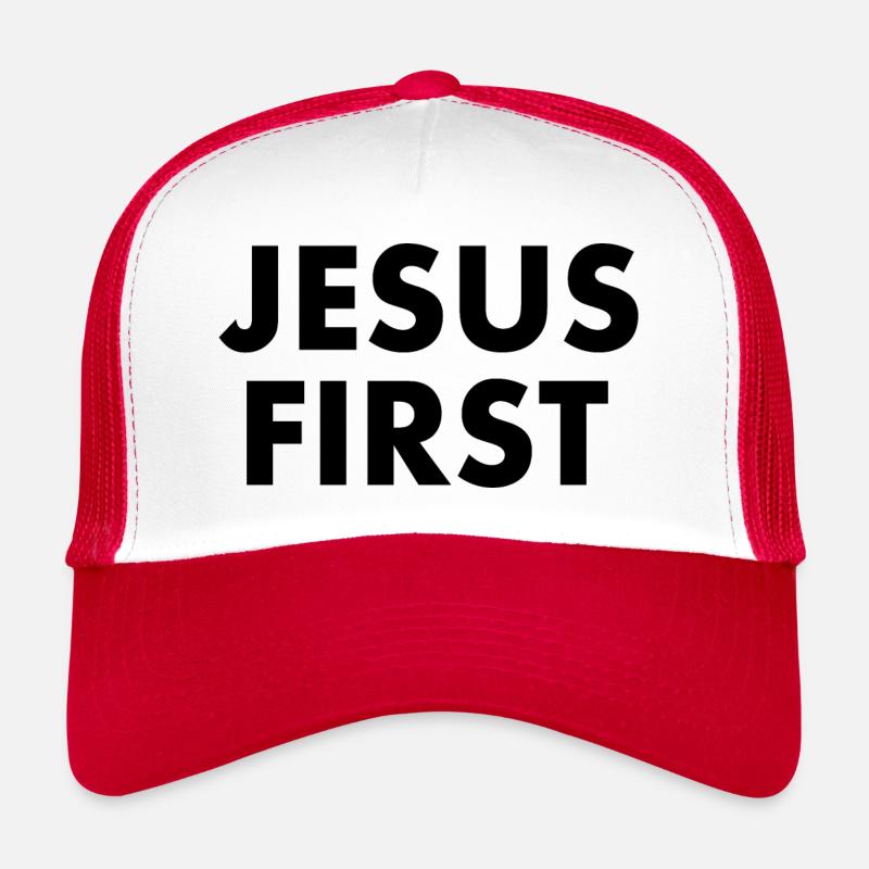 Jesus first - Trucker Cap - Weiß/Rot