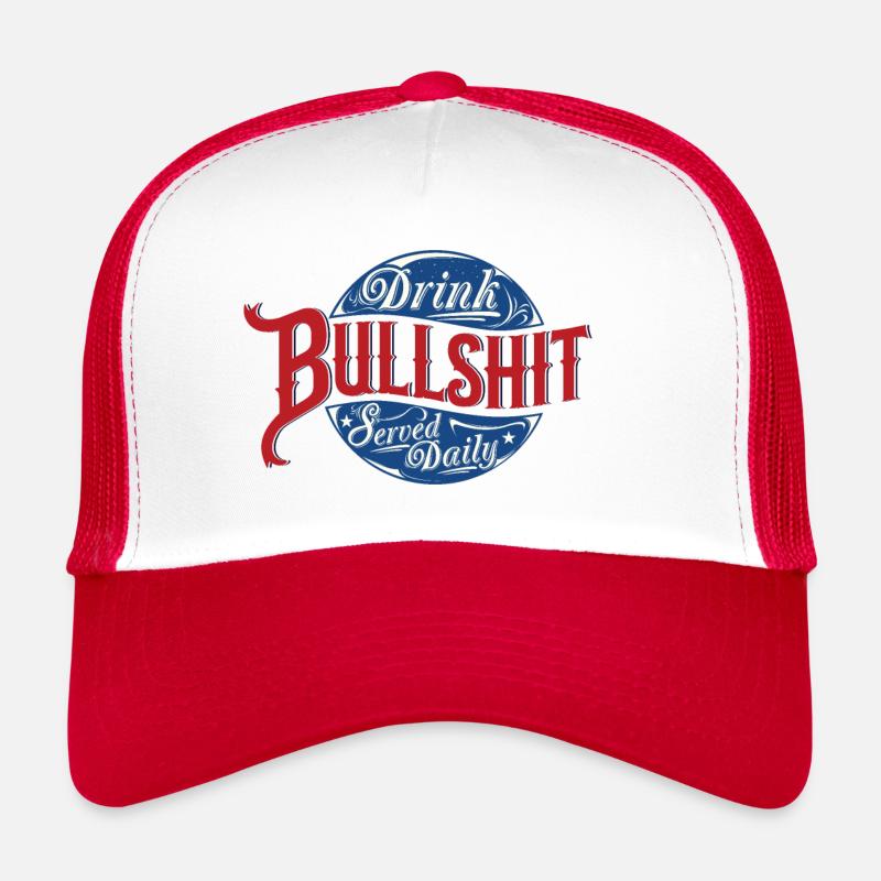 BULLSHIT T-Shirts - Trucker Cap - Weiß/Rot