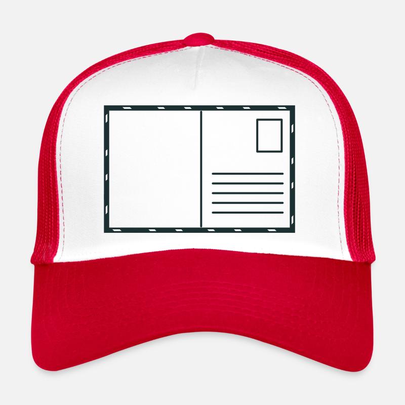 Blanko-Postkarte mit Briefmarke und Luftpost Trucker Cap