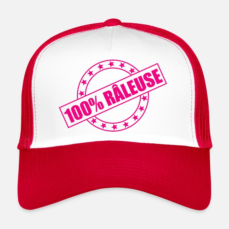 100% RÂLEUSE - Quand râler est une seconde nature - Casquette trucker  - blanc/rouge