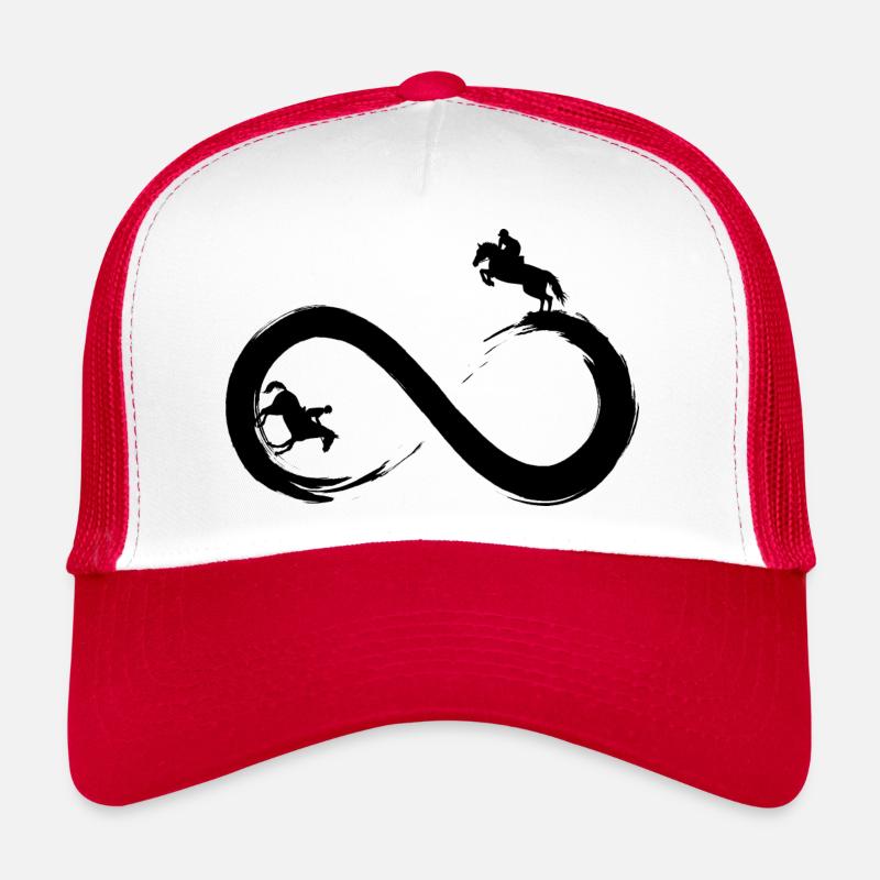 Equitation à l'infini - Casquette trucker  - blanc/rouge