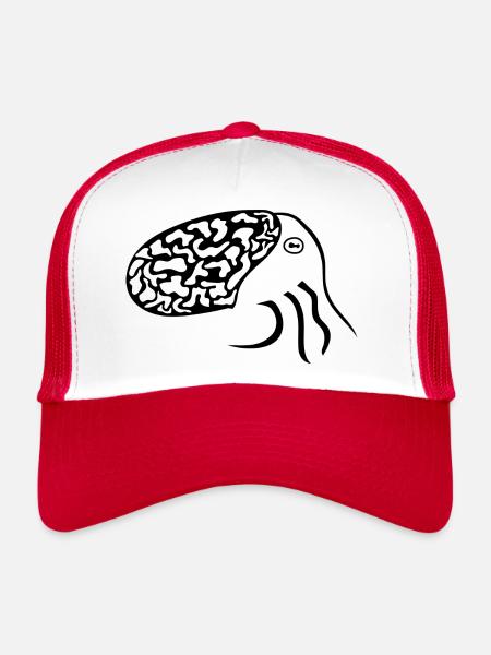 Squid reduced to a few shapes - Trucker Cap - white/red - Front