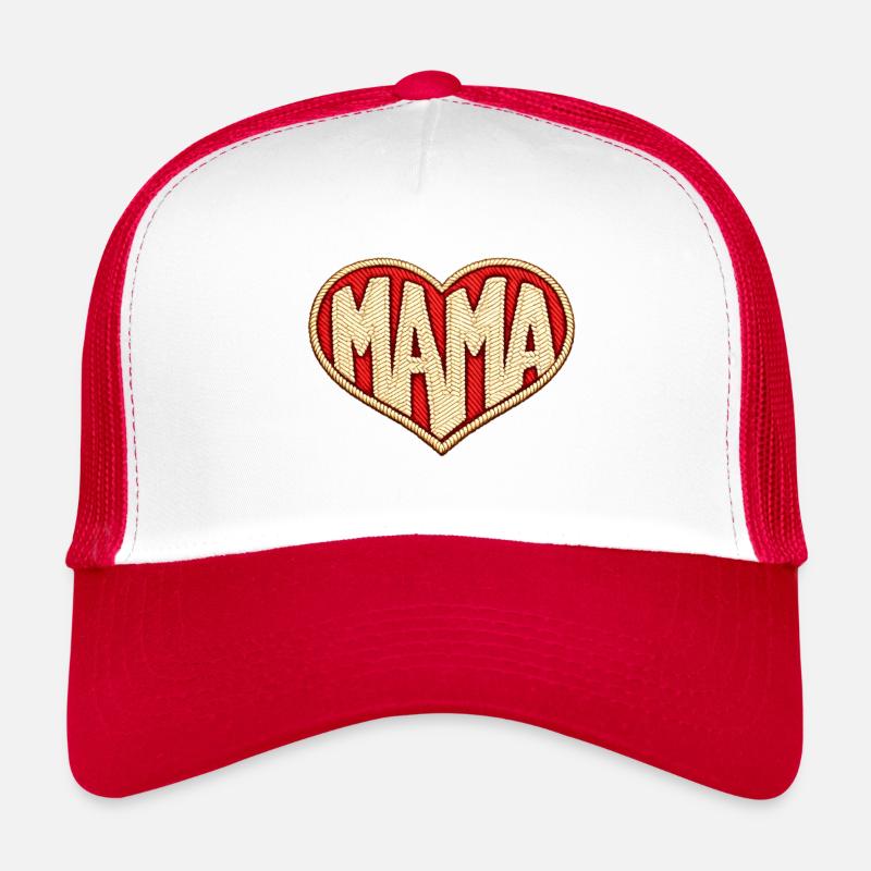 Cœur de maman - Casquette trucker - blanc/rouge