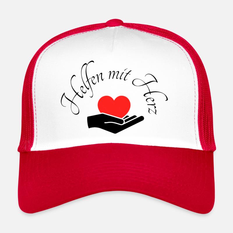 Helfen mit Herz Hand mit rotem Herz - Trucker Cap - Weiß/Rot